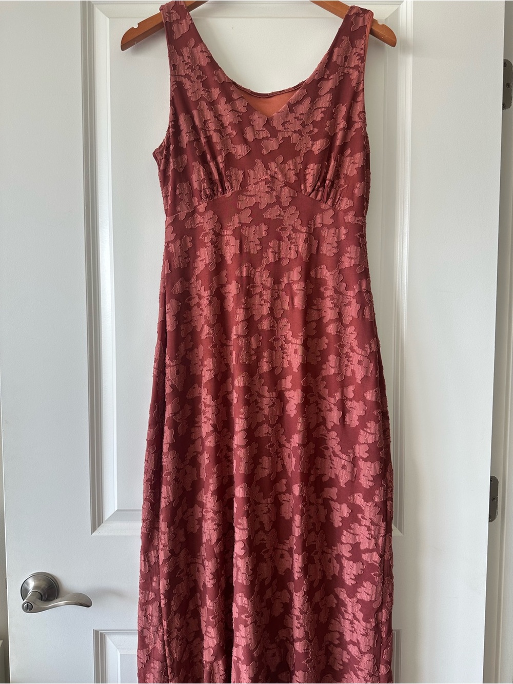 Sleeveless Burnt Orange Floral A-Line Dress